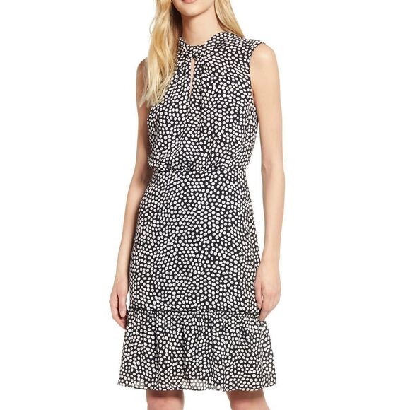 Karl Lagerfeld Dresses & Skirts - Karl Lagerfeld Black & White Polka Dot Ruffled Dress Size 8 Career, Date Night